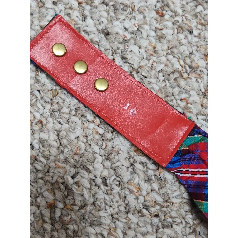 Vintage Courtwell 10 Womens Red Tartan Plaid A-Line Skirt Taffeta Belt 26x40